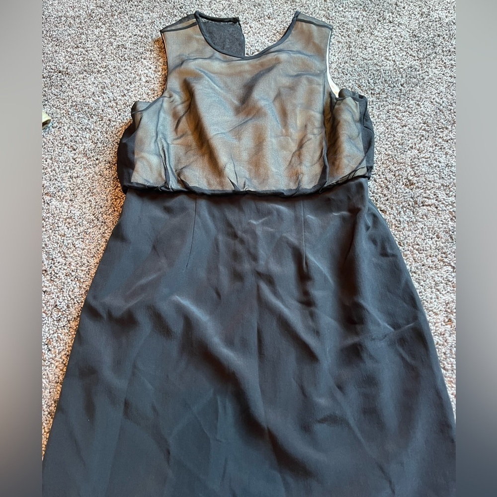 Tibi Black and Cream Silk Sleeveless Sheer Overlay Mini Dress Size 6 new - Picture 2 of 6